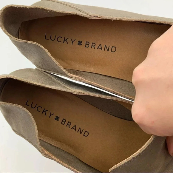 Lucky Brand womens Flats size 6.5 37 Cahill open gray Leather mule Academia - Picture 12 of 14